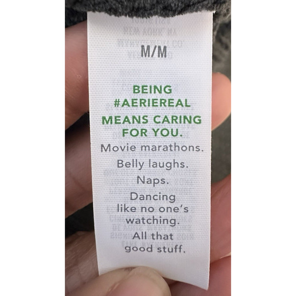 Aerie Women Med Sweater Knit Collared V Neck Oversized Charcoal Gray Ivy Prep - Picture 3 of 7